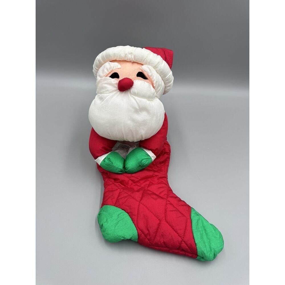 Vintage Santa Nylon Plush Christmas Stocking International Silver Company